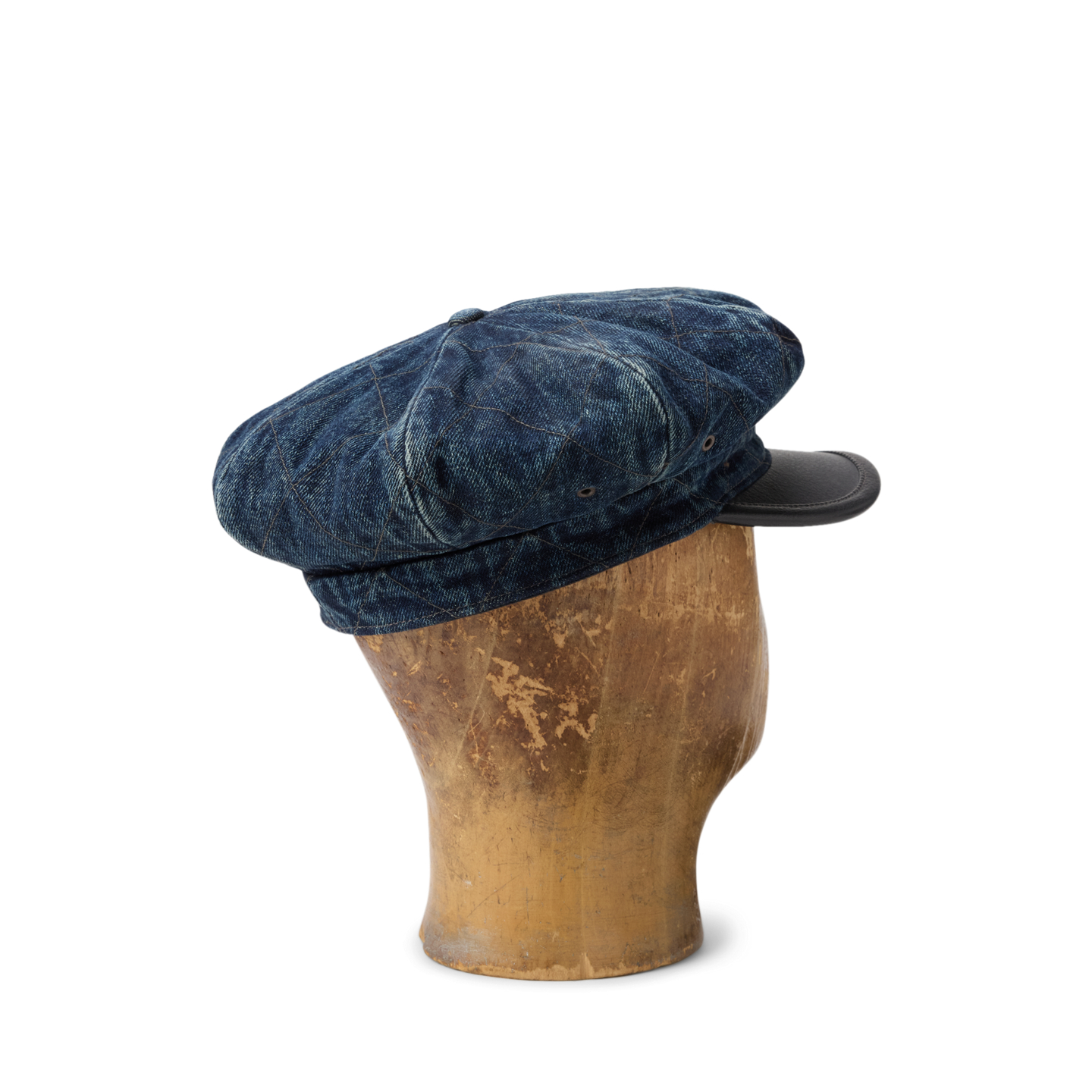 Мужская кепка Ralph Lauren Leather-Trim Quilted Denim Moto, цвет: Индиго — фото 1