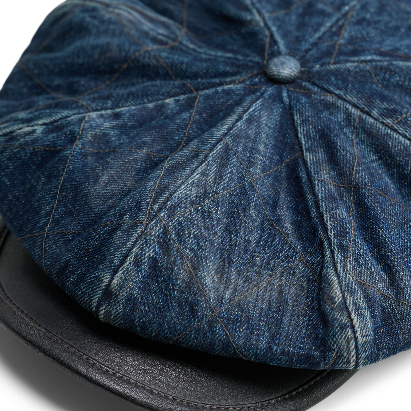 Мужская кепка Ralph Lauren Leather-Trim Quilted Denim Moto, цвет: Индиго — фото 2