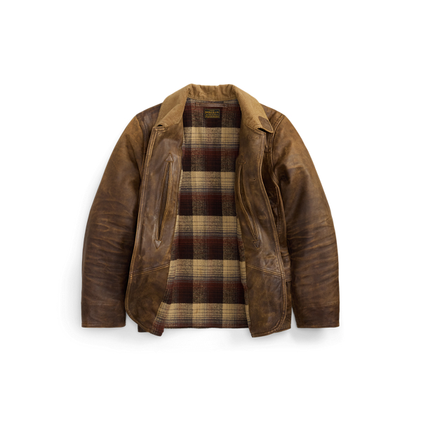 Leather Corduroy-Collar Jacket