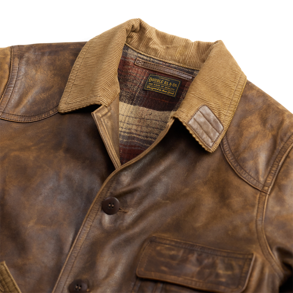 Leather Corduroy-Collar Jacket