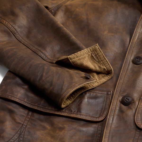 Leather Corduroy-Collar Jacket