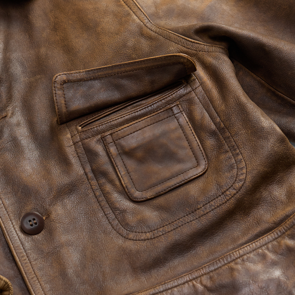 Leather Corduroy-Collar Jacket