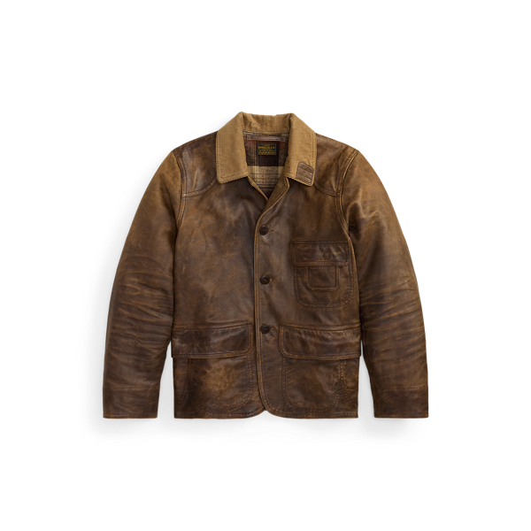Leather Corduroy-Collar Jacket