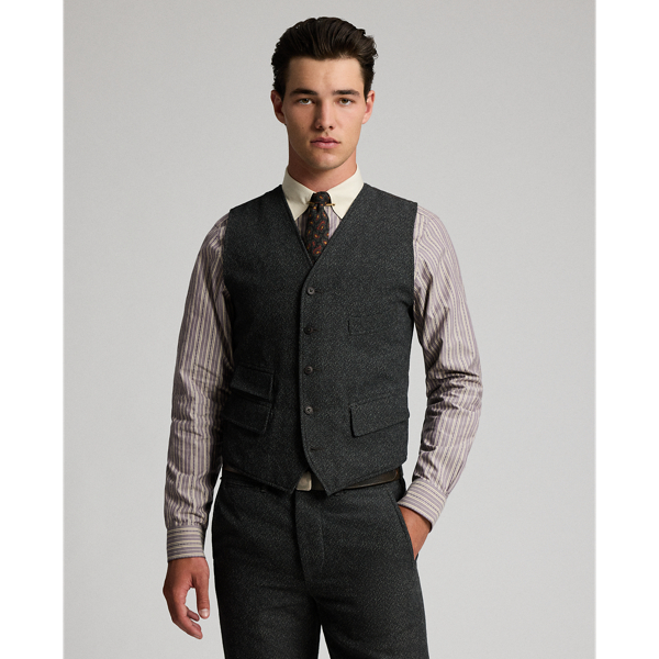 Wool-Cotton Herringbone Vest