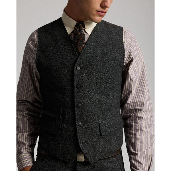 Wool-Cotton Herringbone Vest