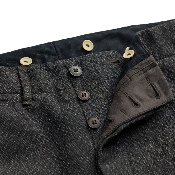 Slim Fit Wool-Cotton Herringbone Pant