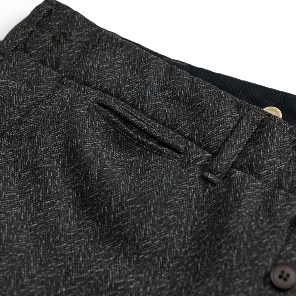 Slim Fit Wool-Cotton Herringbone Pant