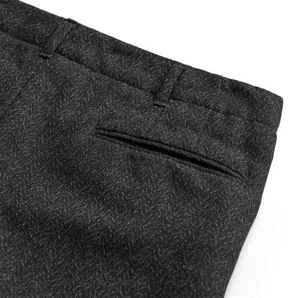 Slim Fit Wool-Cotton Herringbone Pant