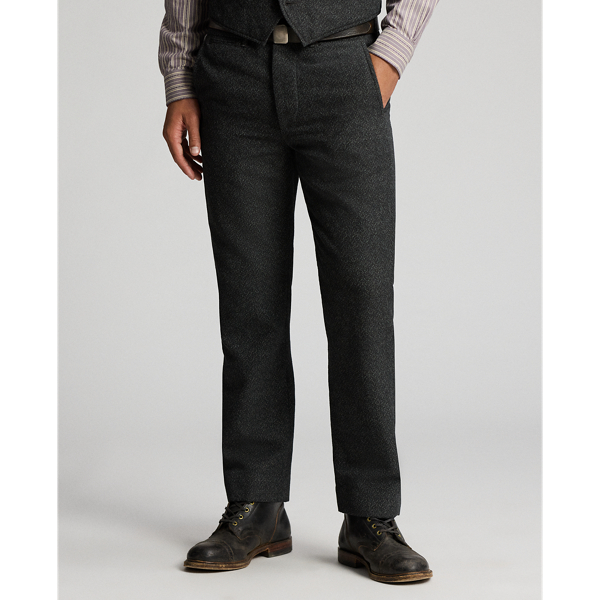 Slim Fit Wool-Cotton Herringbone Pant