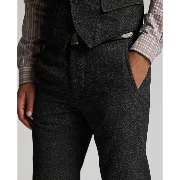 Slim Fit Wool-Cotton Herringbone Pant