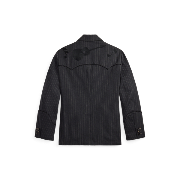 Unconstructed Pinstripe Denim Blazer