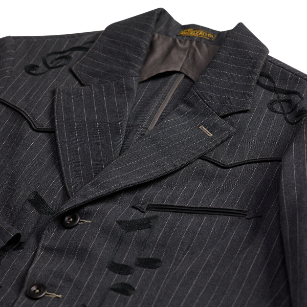Unconstructed Pinstripe Denim Blazer