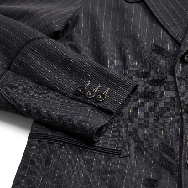 Unconstructed Pinstripe Denim Blazer