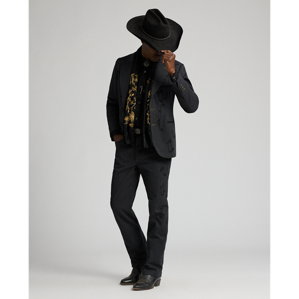 Unconstructed Pinstripe Denim Blazer