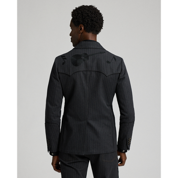 Unconstructed Pinstripe Denim Blazer