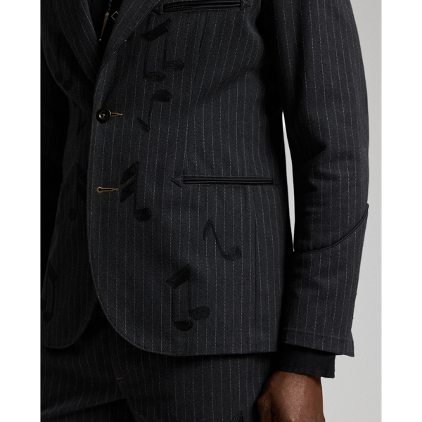Unconstructed Pinstripe Denim Blazer