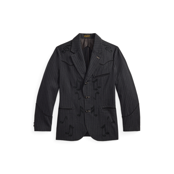Unconstructed Pinstripe Denim Blazer