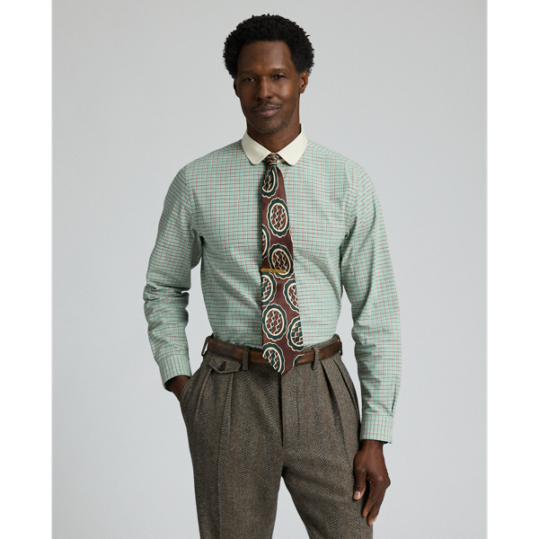 Turquoise Slim Fit Checked Dobby Shirt RRL 2