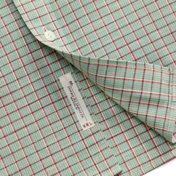 Turquoise Slim Fit Checked Dobby Shirt RRL 8