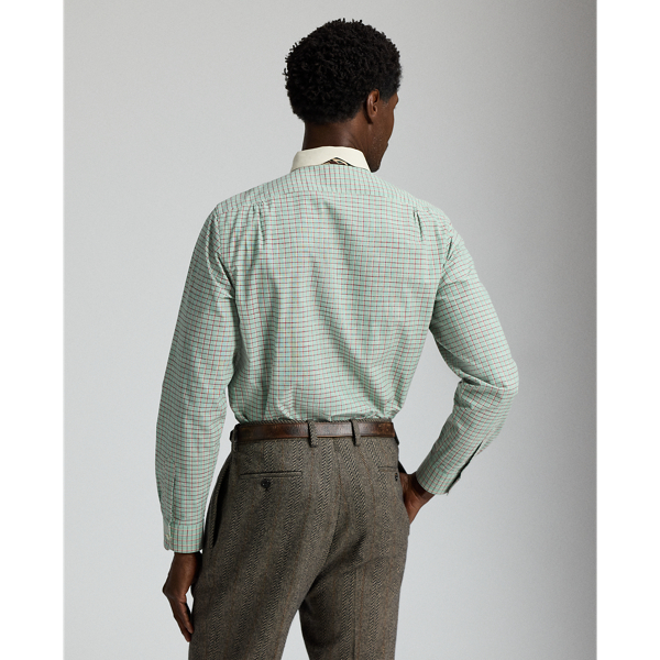 Turquoise Slim Fit Checked Dobby Shirt RRL 4