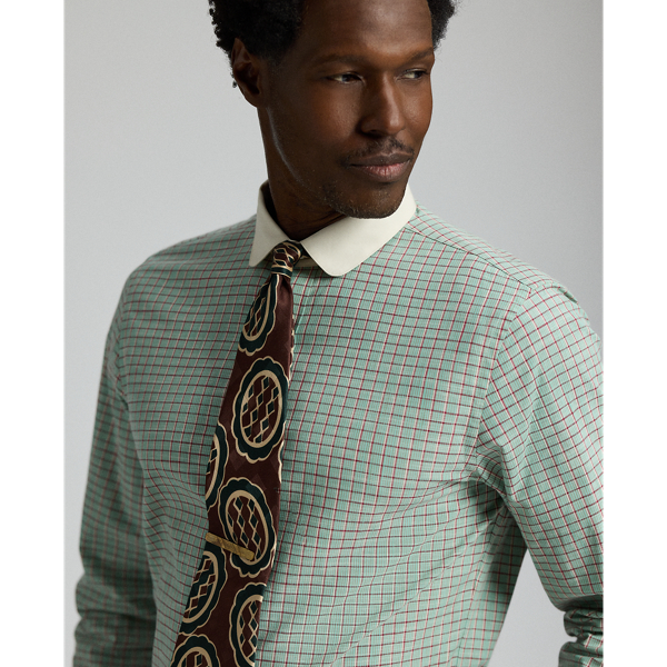 Turquoise Slim Fit Checked Dobby Shirt RRL 5