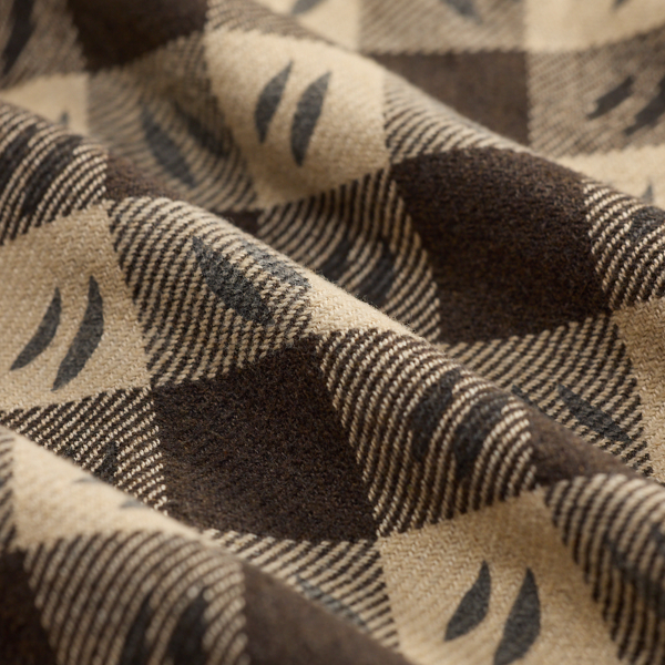 Leaf-Print Checked Twill Workshirt