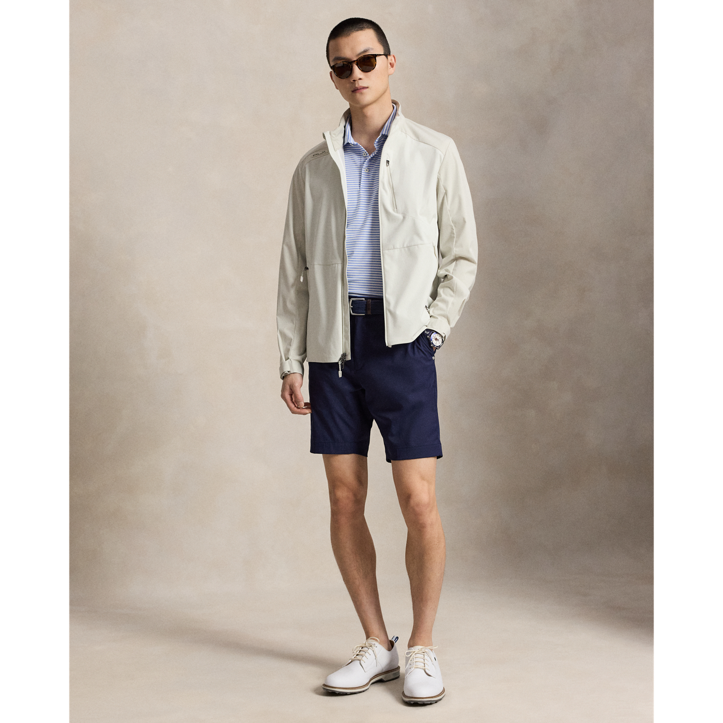 Мужское поло Ralph Lauren Classic Fit Performance Polo, цвет: Синий / Белый — фото 1