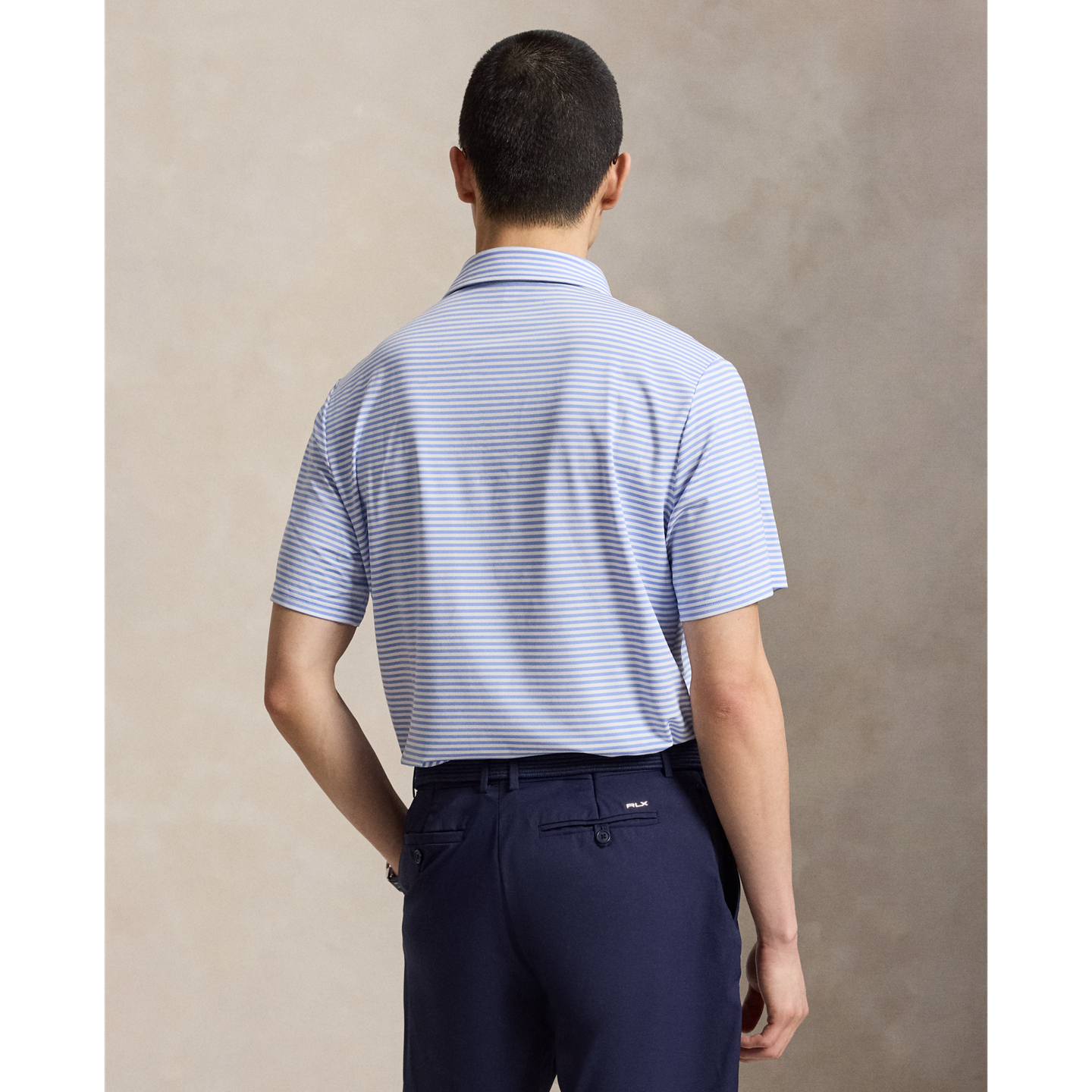Мужское поло Ralph Lauren Classic Fit Performance Polo, цвет: Синий / Белый — фото 2