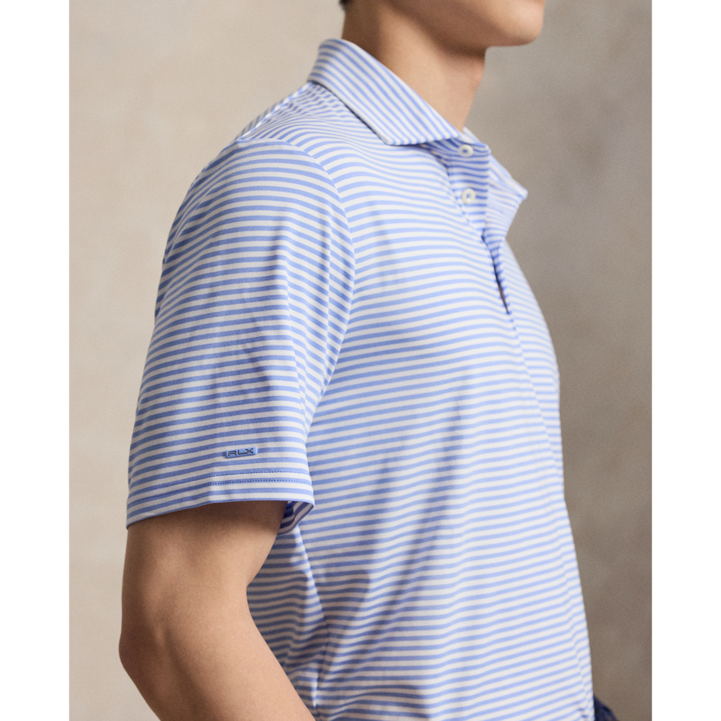 Мужское поло Ralph Lauren Classic Fit Performance Polo, цвет: Синий / Белый — фото 3