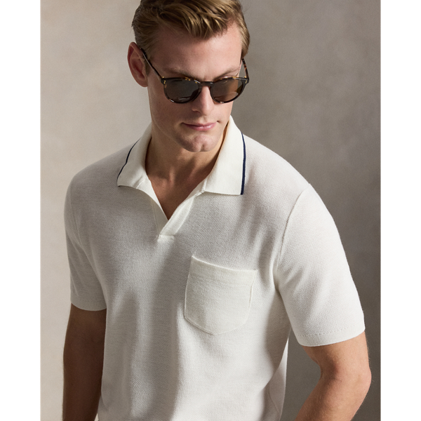 Performance-Pullover aus Piqu&eacute; RLX in Wei&szlig;e Farbspr./Edles Navy 6