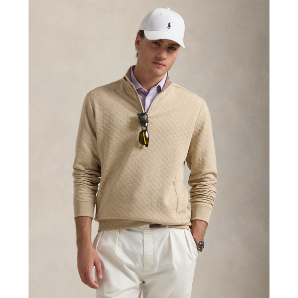 Sand Heather Classic Fit Quilted Double-Knit Pullover RLX 1