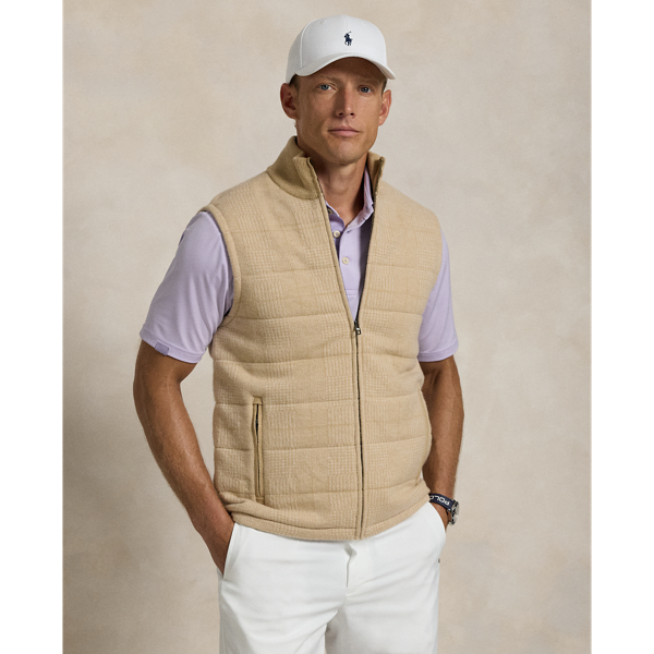 Glen Plaid Wool Full-Zip Sweater Vest