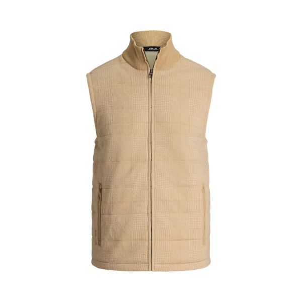 Glen Plaid Wool Full-Zip Sweater Vest