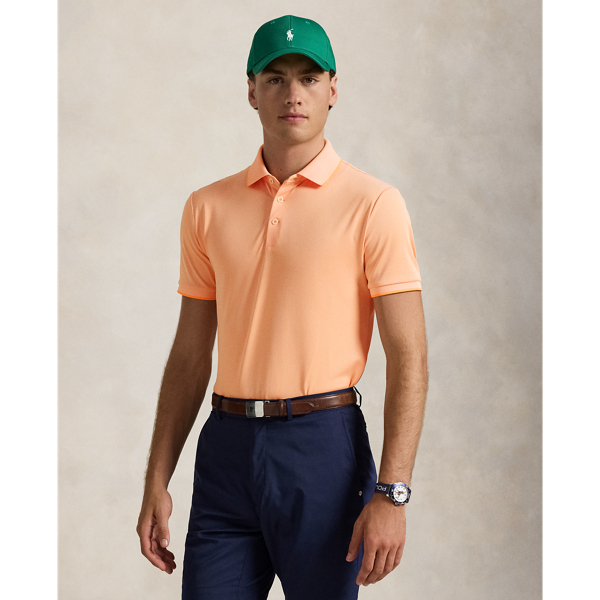 Poppy/Ceramic White Tailored-Fit Performance-Poloshirt RLX 1