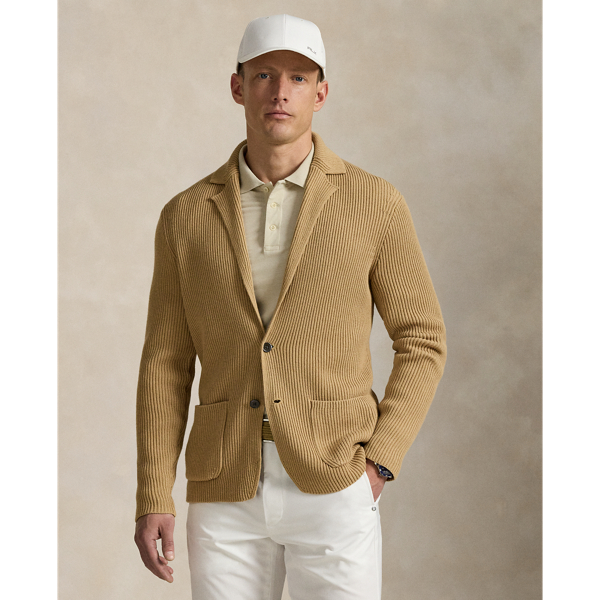 Blazer-Strickjacke mit Baumwollpiqué