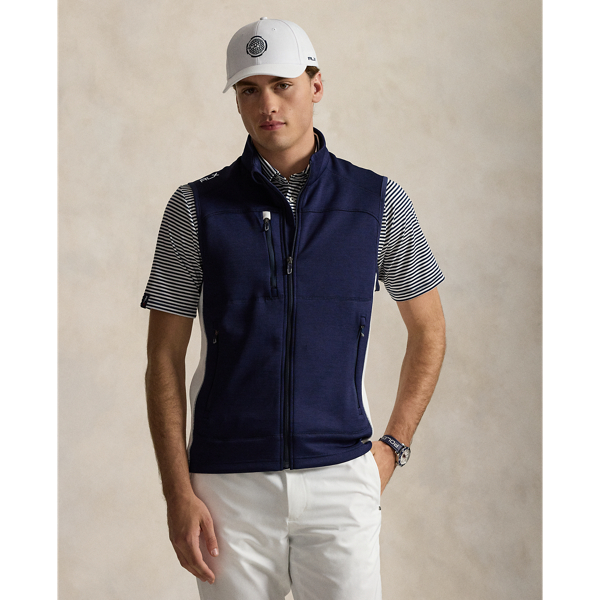 Refined Navy/White Gilet zippé en maille double stretch RLX 1
