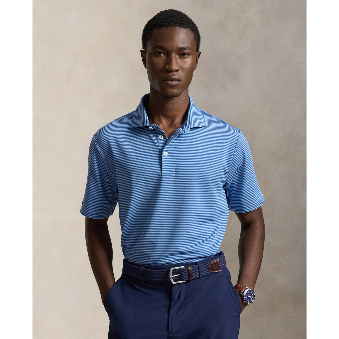 Мужское поло Ralph Lauren Classic Fit Performance Polo, цвет: Синий / Королевский синий — фото 4