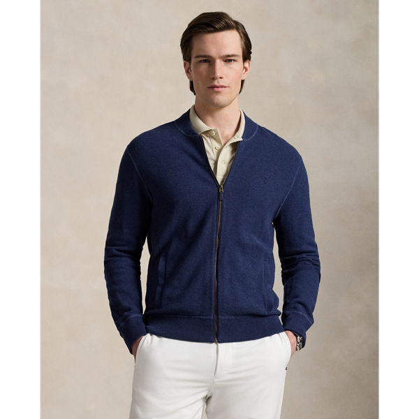 Navy Combo Reißverschlussjacke aus Baumwollpiqué RLX 1