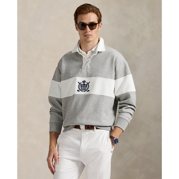 Andover Heather/White Relaxed Fit Crest Rugby Sweatshirt RLX 7