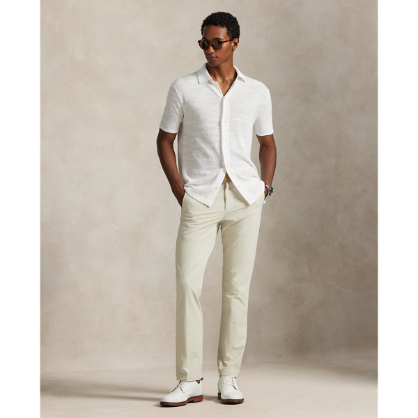 Cotton-Linen Short-Sleeve Cardigan