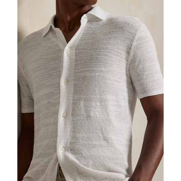 Cotton-Linen Short-Sleeve Cardigan