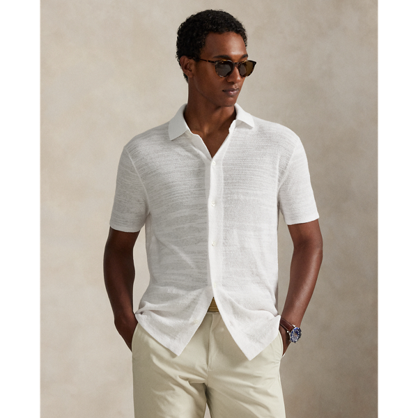 Cotton-Linen Short-Sleeve Cardigan