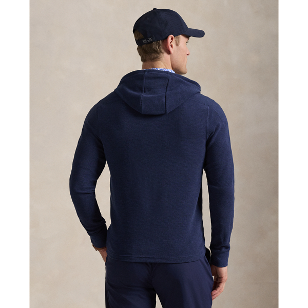 Sweat capuche performance tricot gaufr&eacute; RLX en Bleu marine chin&eacute; 5