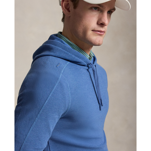 Fog Blue Heather Performance Waffle-Knit Hoodie RLX 6