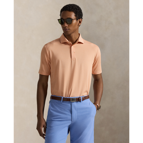 Pompano Orange/Office Blue Classic Fit Performance Polo Shirt RLX 1