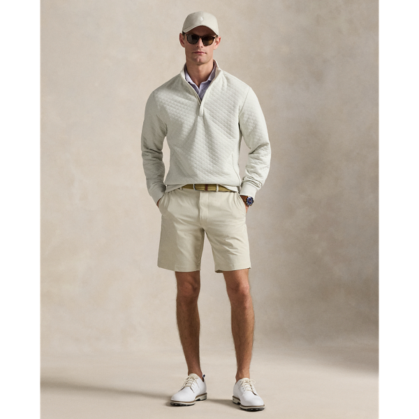 Stone Pebble Quilted Double-Knit Half-Zip Pullover RLX 4