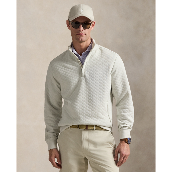 Stone Pebble Quilted Double-Knit Half-Zip Pullover RLX 1