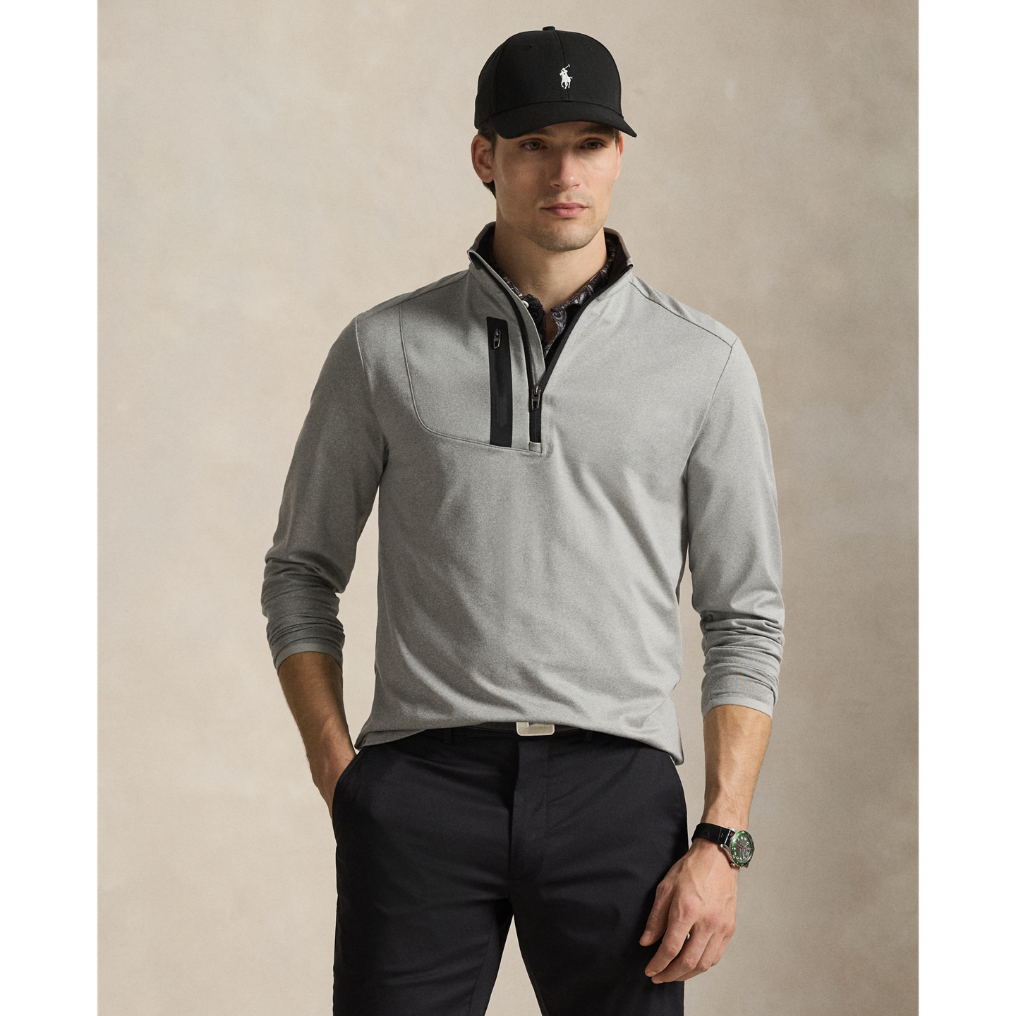 Мужской свитер Ralph Lauren Stretch Jersey Pullover, цвет: Меланжевый — фото 4