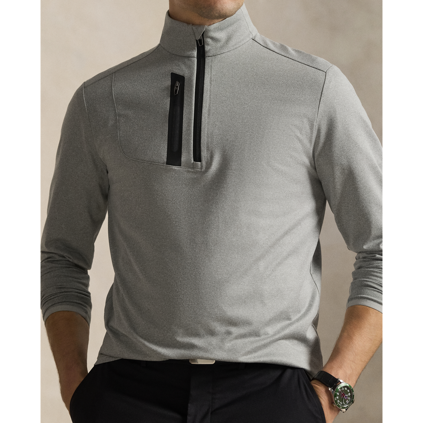 Мужской свитер Ralph Lauren Stretch Jersey Pullover, цвет: Меланжевый — фото 3