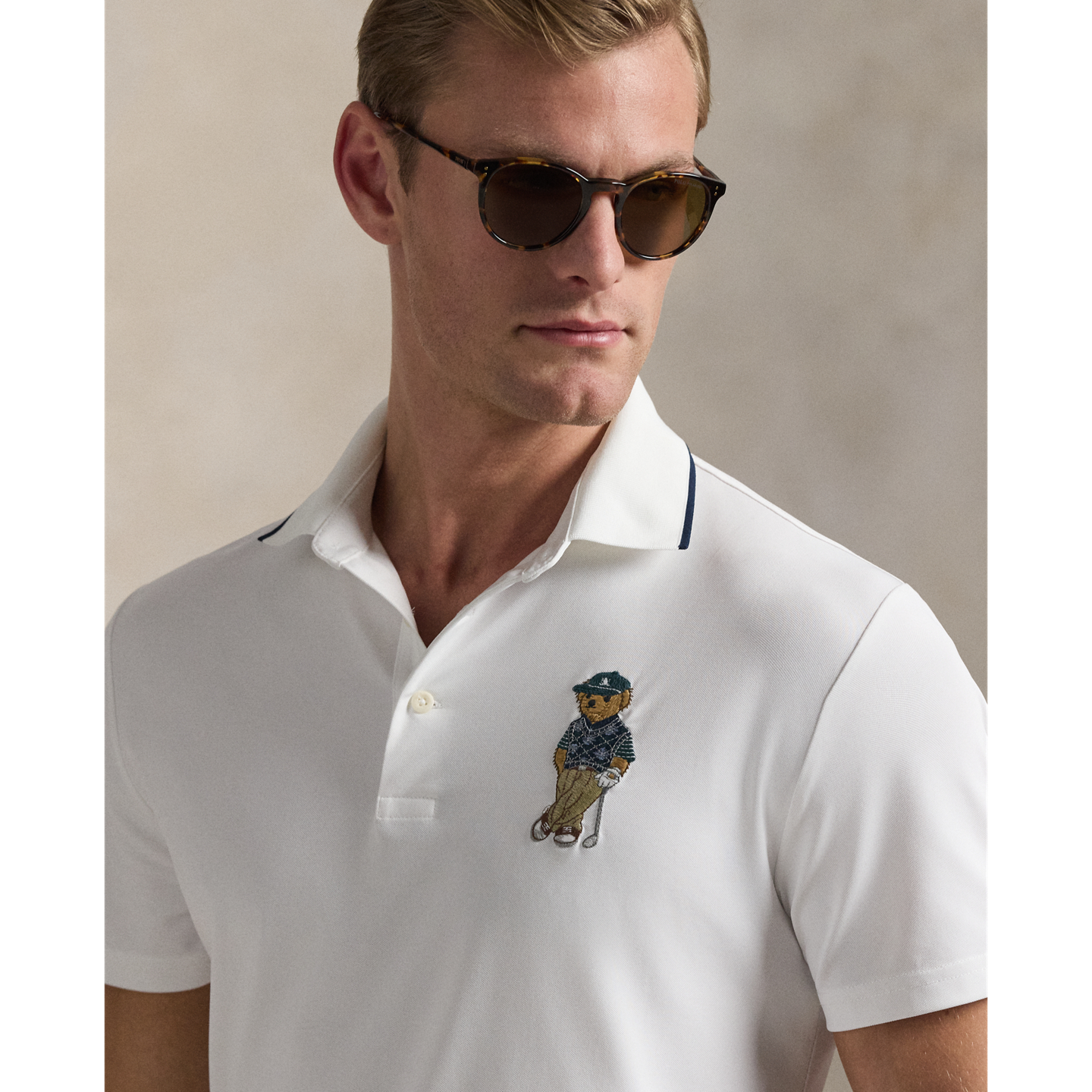 Мужское поло Ralph Lauren Tailored Fit Polo Bear Polo, цвет: Белый — фото 3